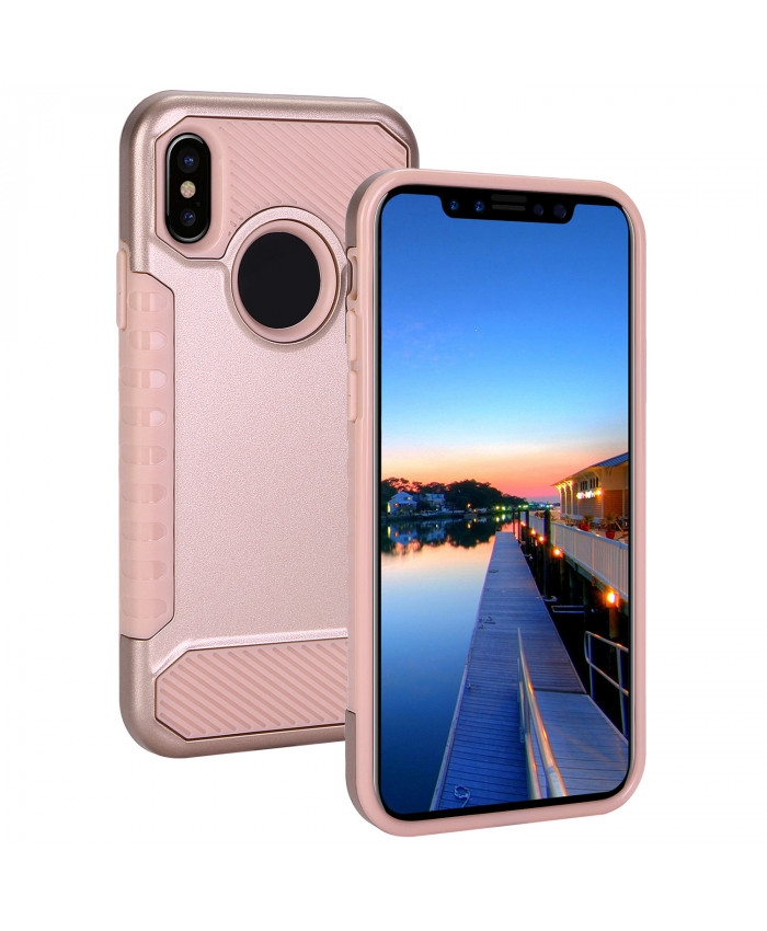 TOROTON iPhone X Case,Dual Layers Protective Robust Hybrid Shockproof Cover Case for New Apple iPhone X (A1865 A1901) -Rose Gold